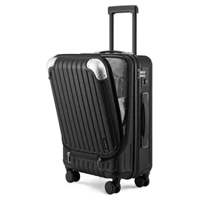 LEVEL8 Grace Carry On Luggage, 20” Hardside Suitcase, ABS PC Harshell Spinner Luggage with TSA Lock, Spinner Wheels - Black, 20-Inch Carry-On