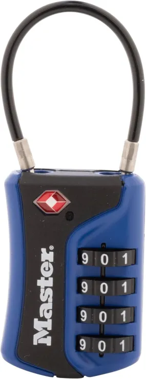 Master Lock Padlock, Set Your Own Combination TSA Accepted Cable Luggage Lock, 1-3/8 in. Wide