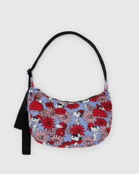 Medium Nylon Crescent Bag - Floral Snoopy - 47" Strap