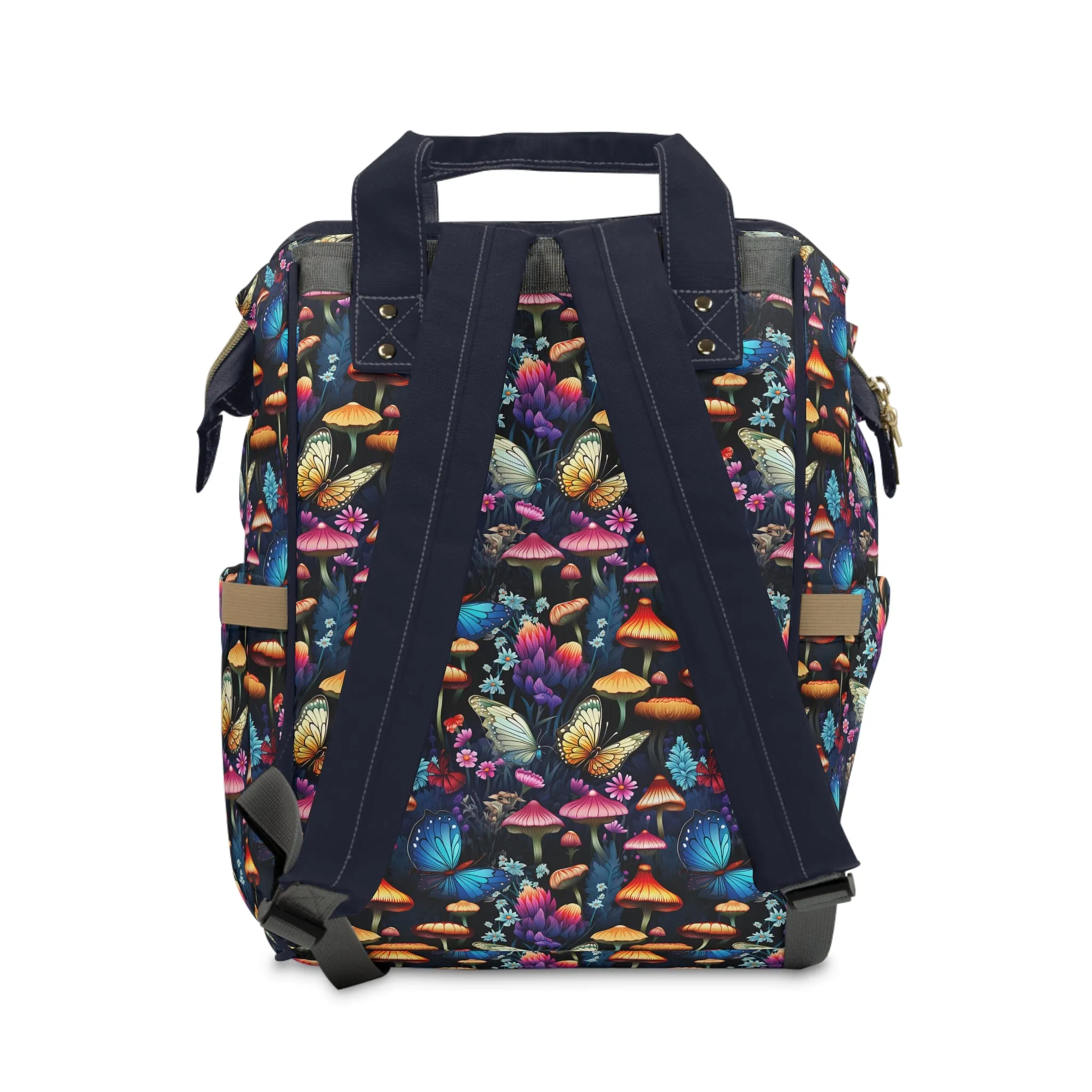 Mystical Butterflies and Mushroom Nighttime Garden Multifunctional Diaper Backpack