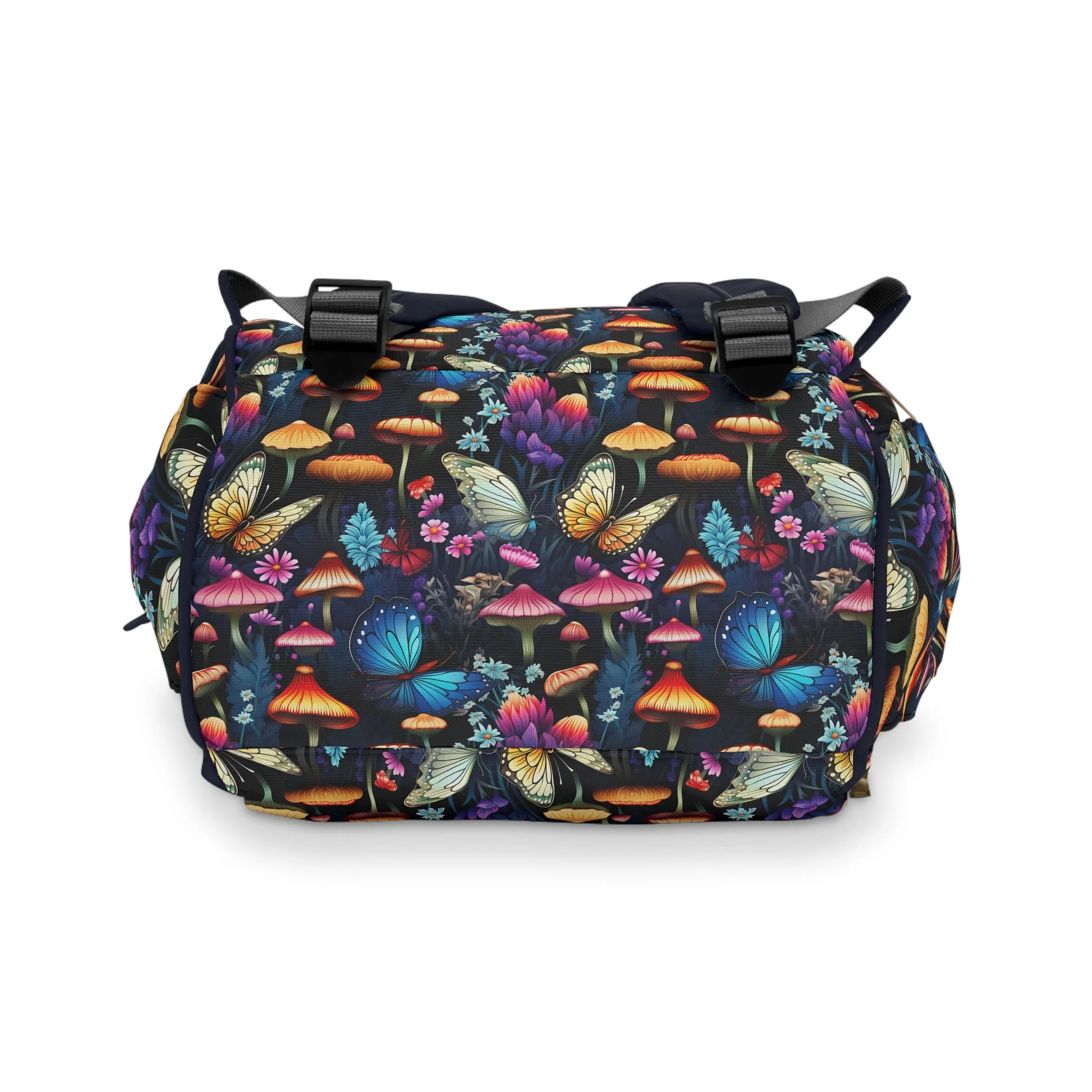 Mystical Butterflies and Mushroom Nighttime Garden Multifunctional Diaper Backpack