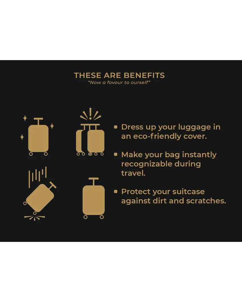 ONLY LUGGAGE COVER | Stylish Black Polyester Stretchable Printed Protective Luggage Bag Cover