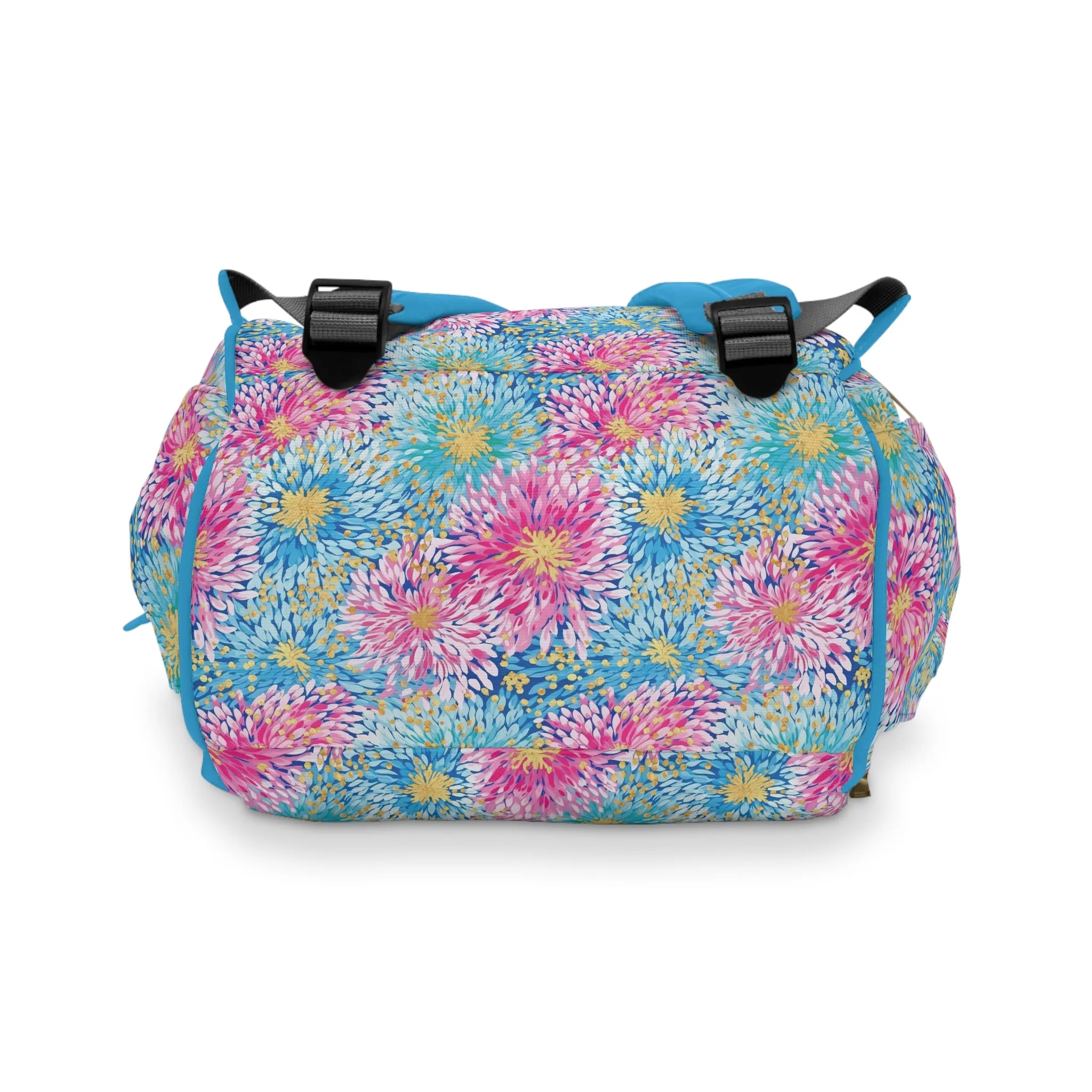 Pastel Harmony: Watercolor Chrysanthemums in Pink, Blue, and Yellow Multifunctional Diaper Backpack
