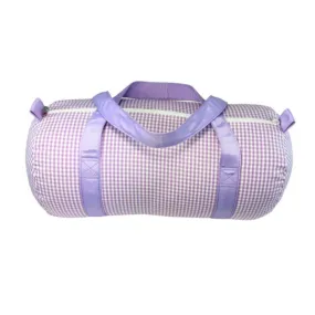 Personalized Gingham Lilac Duffel Bag