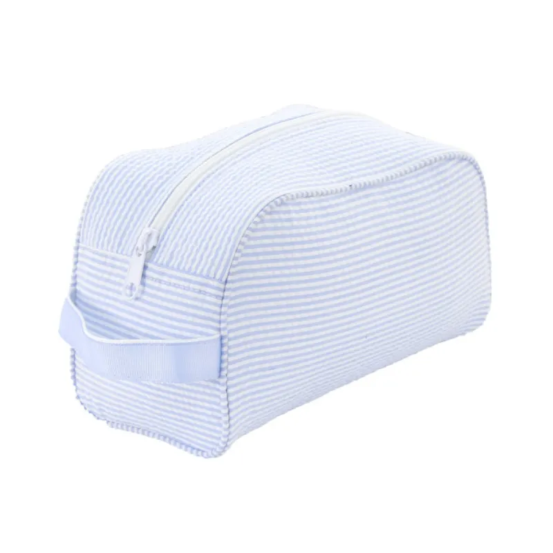 Personalized Seersucker Baby Blue Traveler Pouch