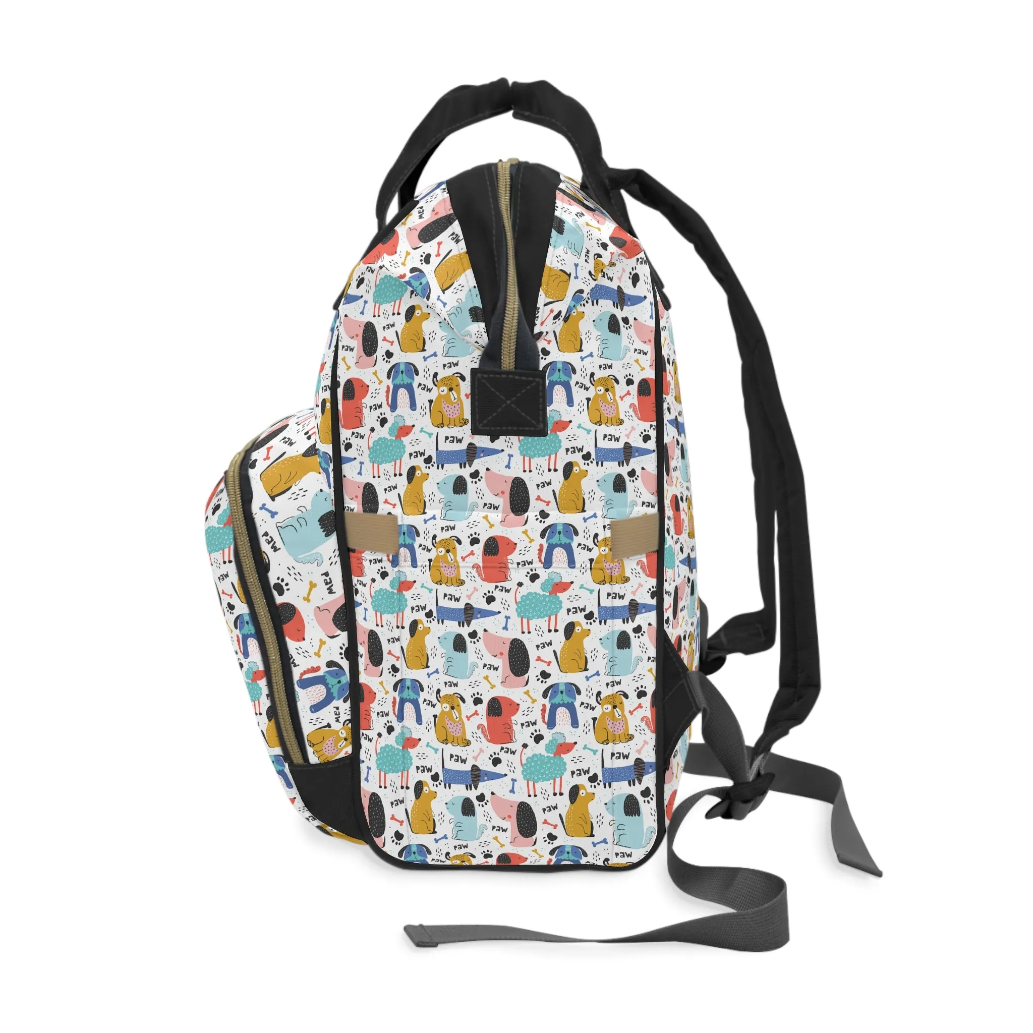 Playful Pups: Colorful Cartoon Dogs Multifunctional Diaper Backpack
