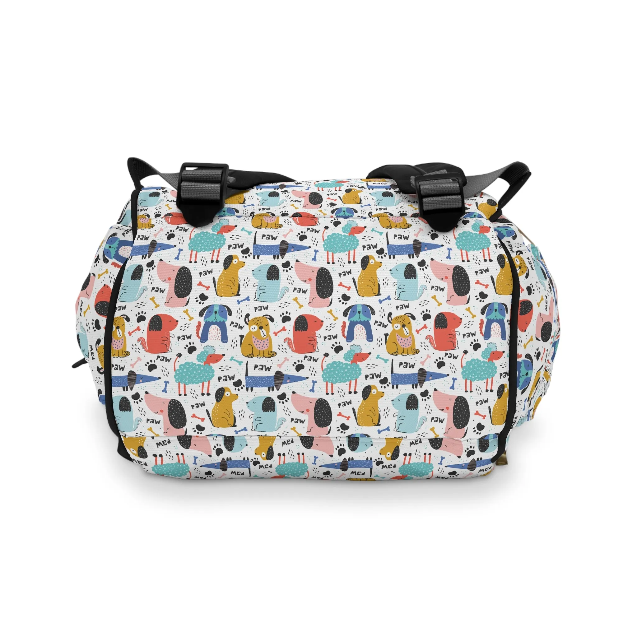 Playful Pups: Colorful Cartoon Dogs Multifunctional Diaper Backpack