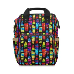 Prismatic Waves: Surfing on Rainbow Dreams Multifunctional Diaper Backpack