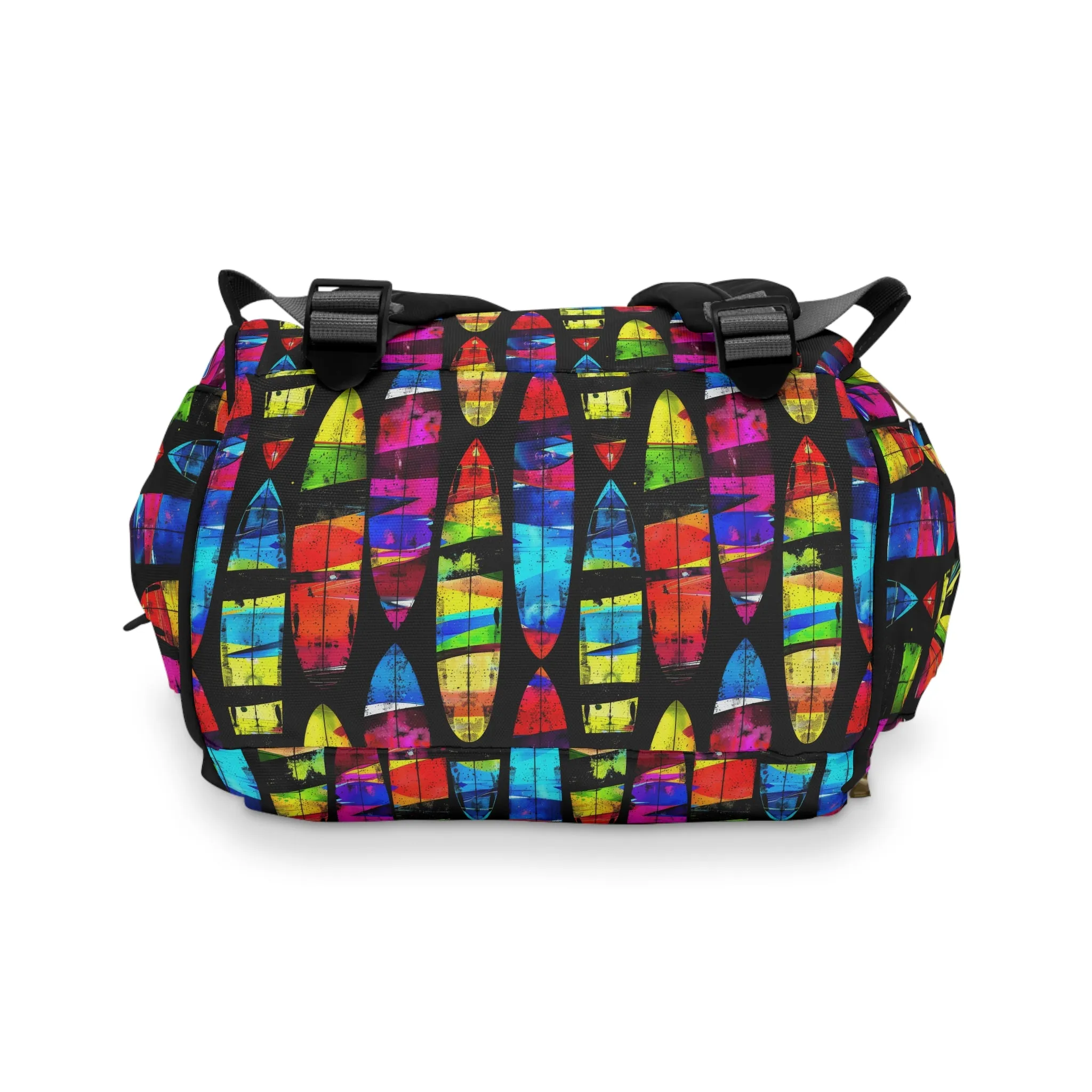 Prismatic Waves: Surfing on Rainbow Dreams Multifunctional Diaper Backpack
