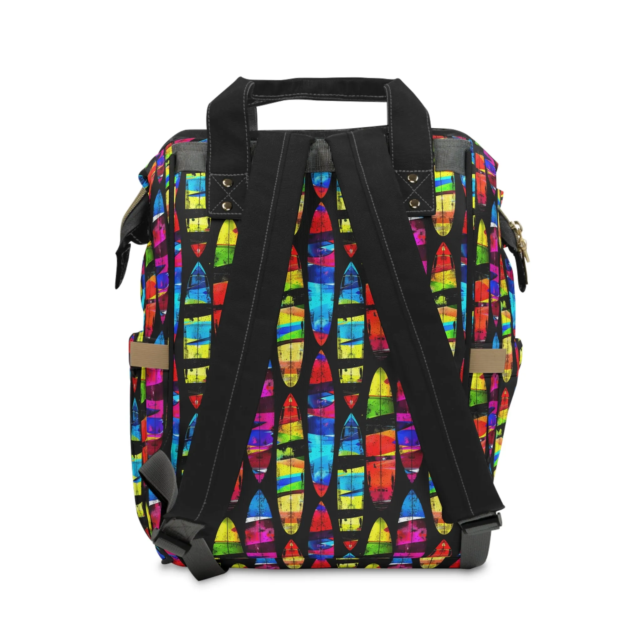 Prismatic Waves: Surfing on Rainbow Dreams Multifunctional Diaper Backpack