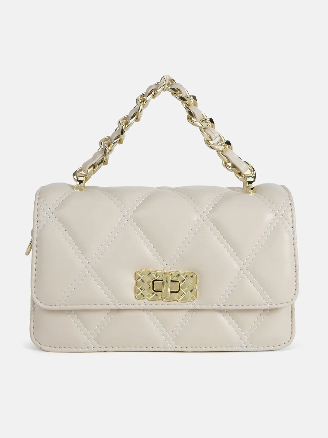 QUILTED SLING BAG WITH TWIST LOCK