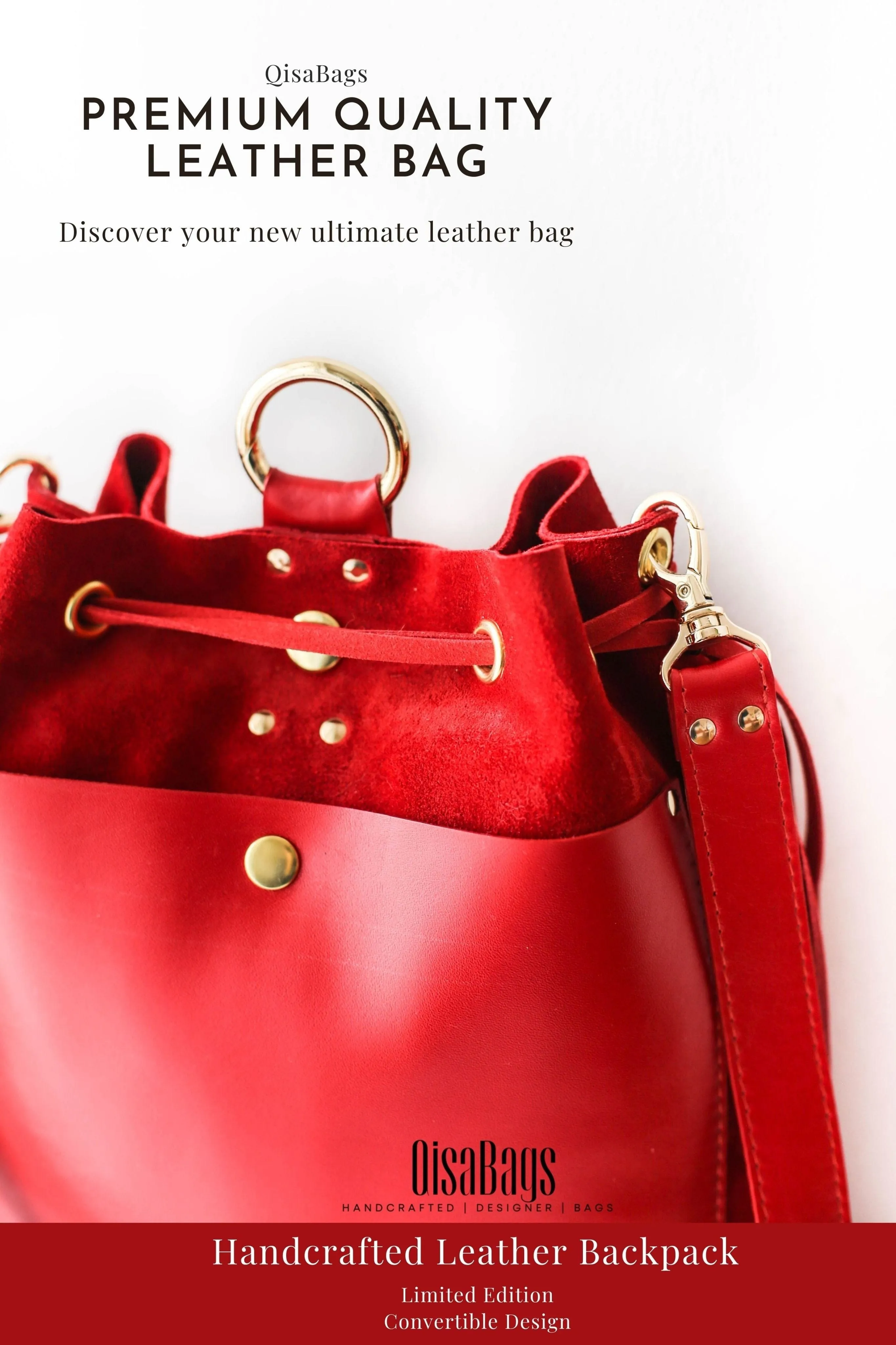Red Leather Backpack Purse