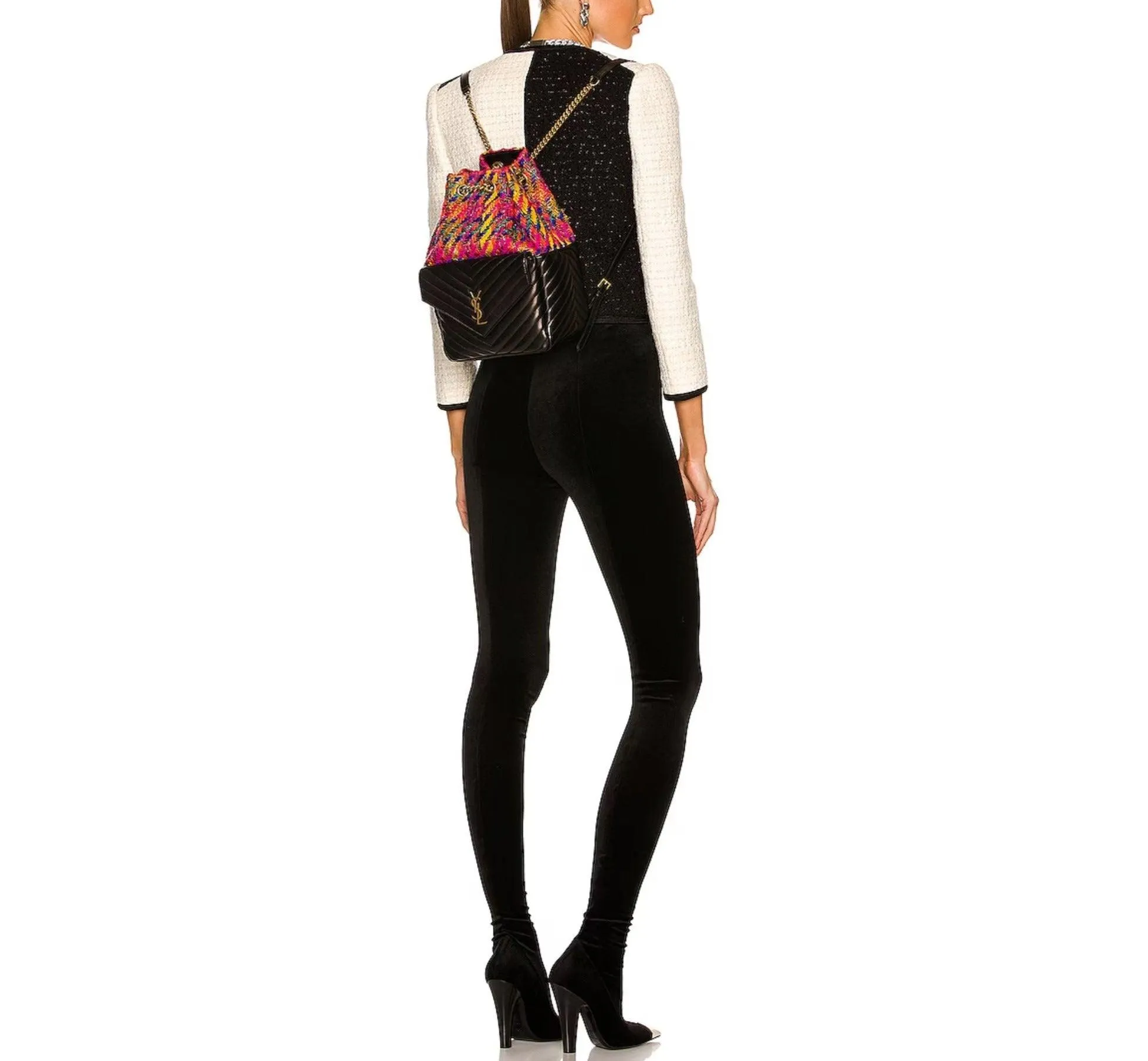 Saint Laurent Tweed & Leather Backpack