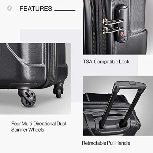 Samsonite Centric Hardside Expandable Luggage with Spinner Wheels, Black 24"