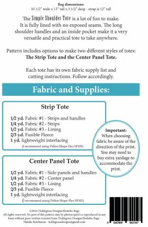 Simple Shoulder Tote Pattern