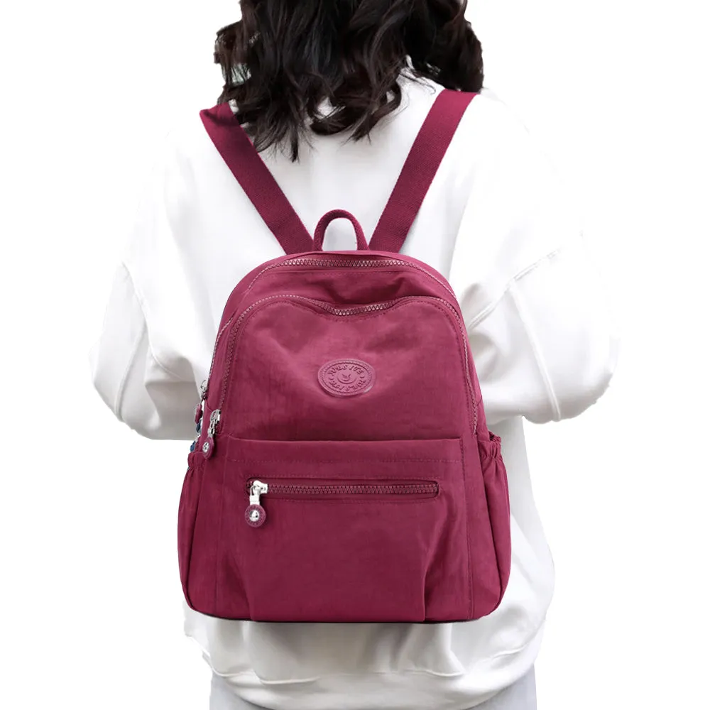 Small Nylon Ladies Travel Backpacks Women Shopping Backpack Red