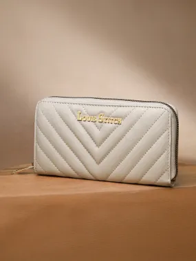 Stylish Beige Clutch Hand Purse for Women with Zipper Closure