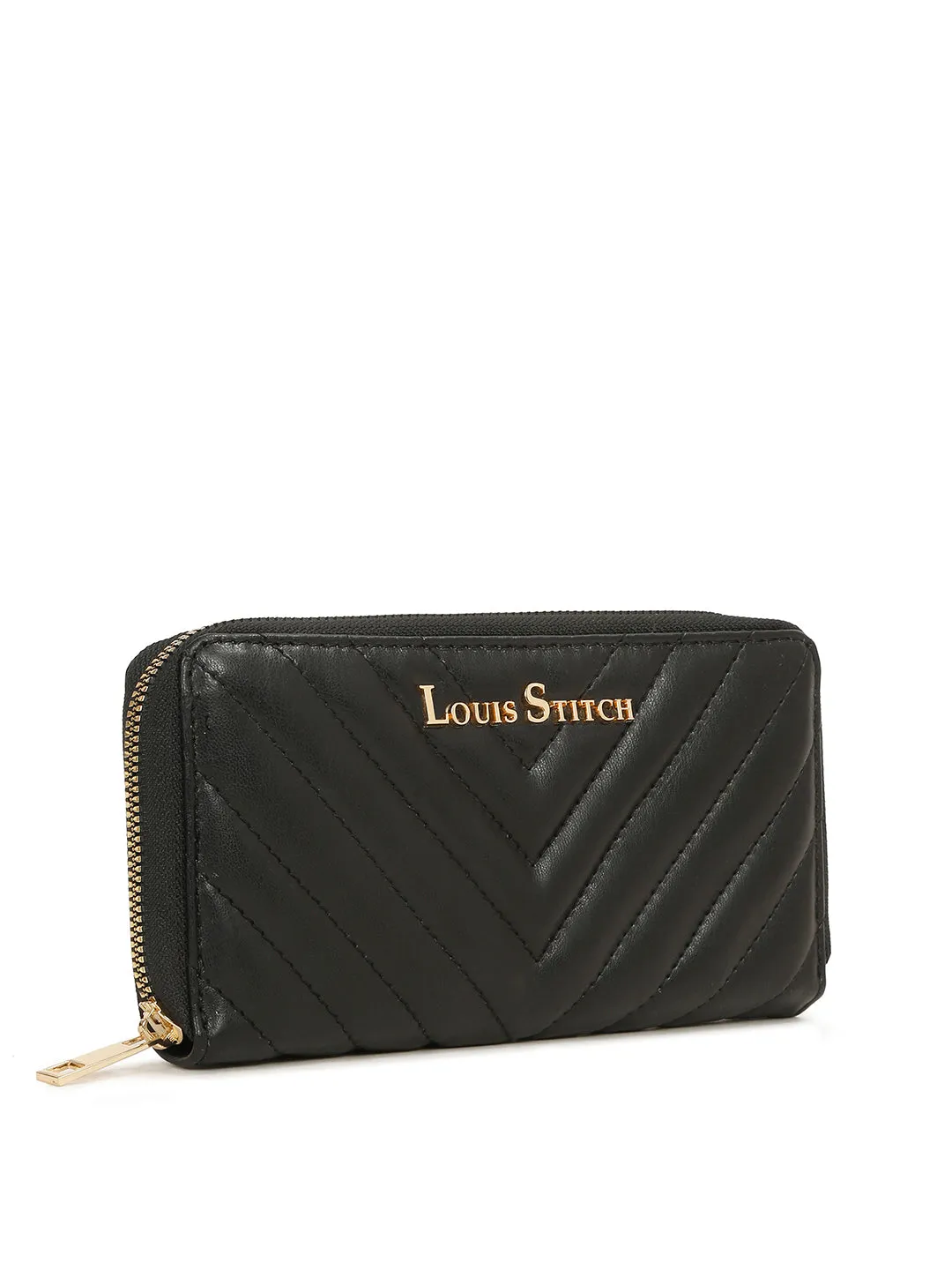 Stylish Black Clutch Hand Purse for Women with Zipper Closure