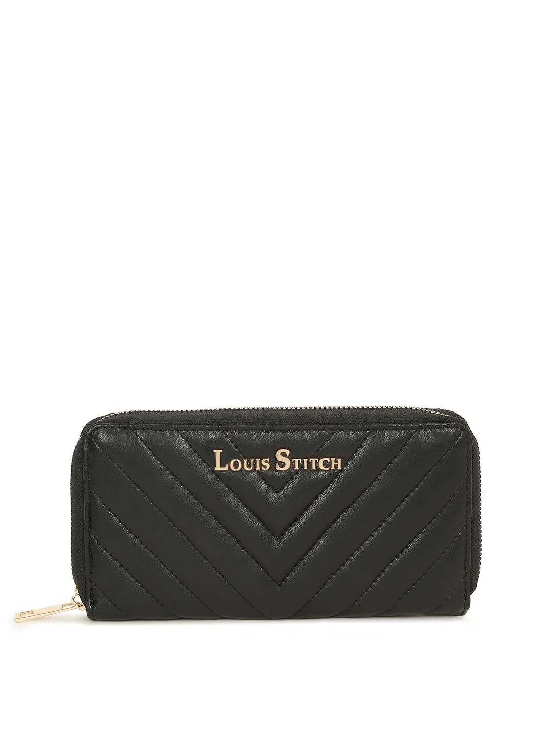 Stylish Black Clutch Hand Purse for Women with Zipper Closure
