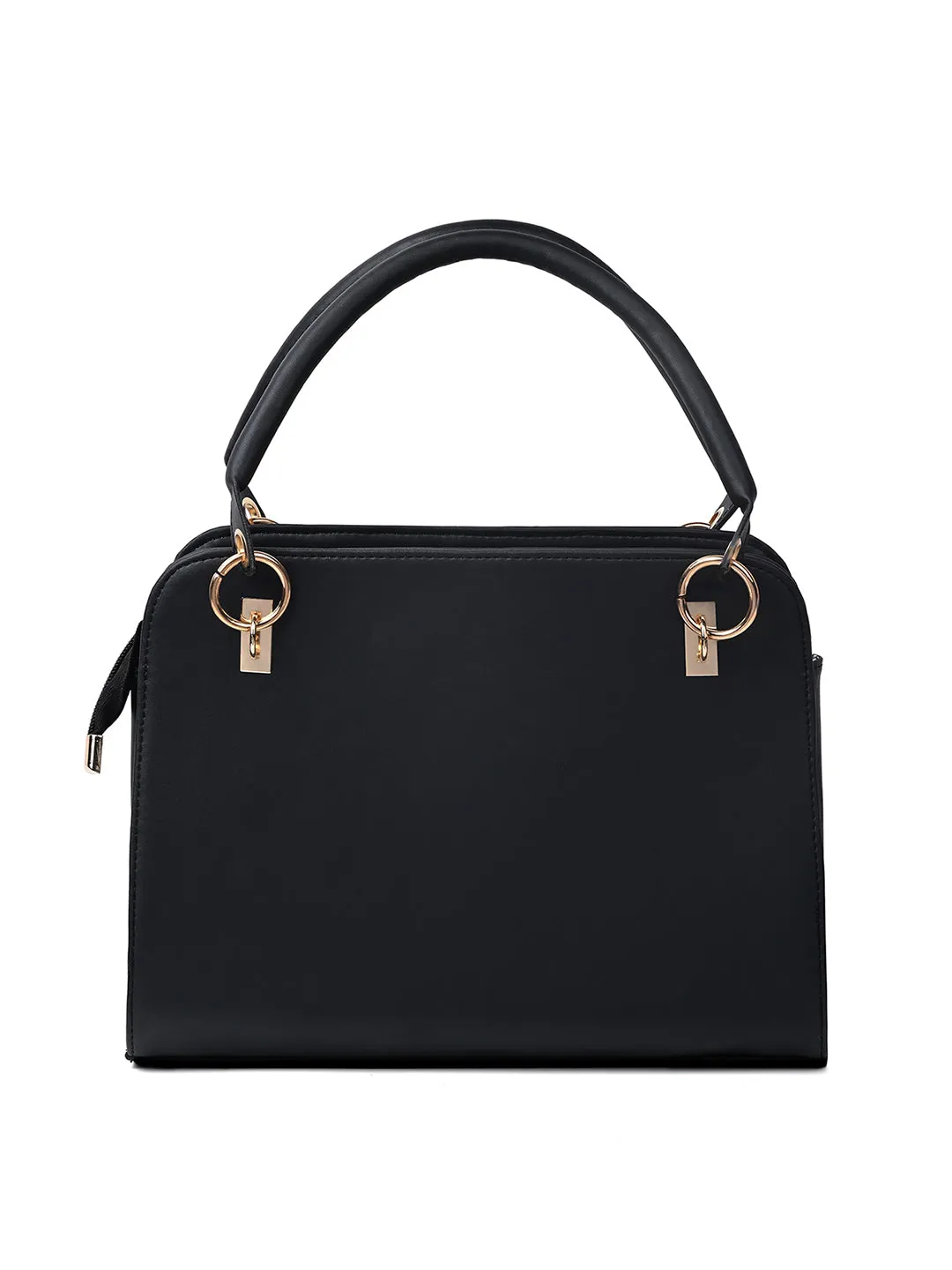 Stylish Black Satchel Handbag Purse with Zip Closure