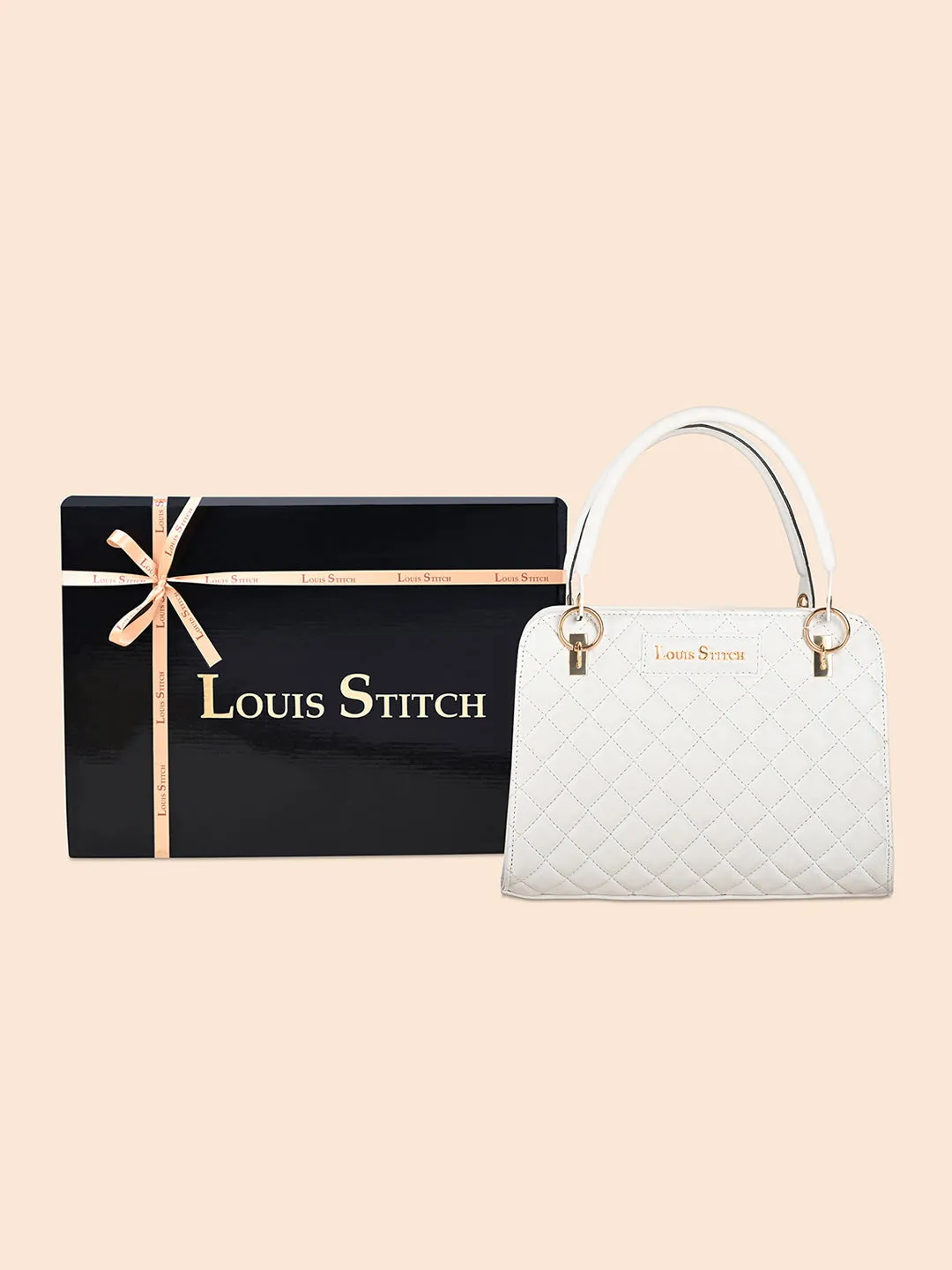 Stylish White Satchel Handbag Purse with Zip Closure