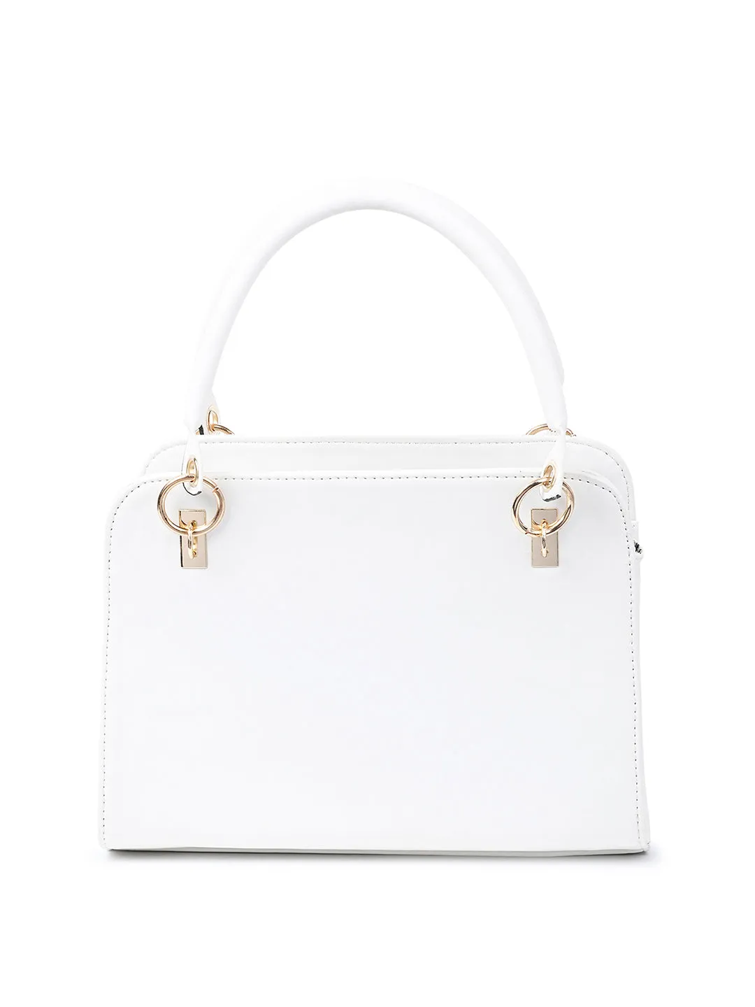 Stylish White Satchel Handbag Purse with Zip Closure