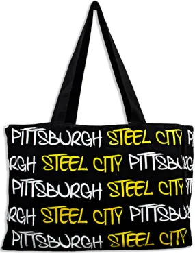TBPG2 Robin Ruth Tote Bag - MEDIUM - Black/White/Gold Pittsburgh