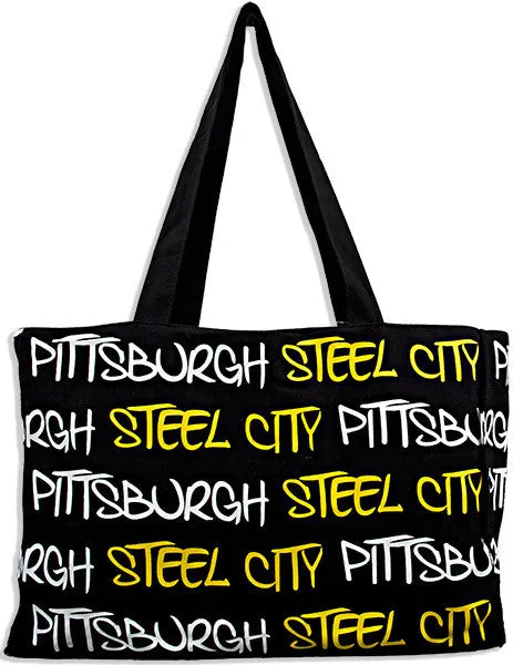 TBPG2 Robin Ruth Tote Bag - MEDIUM - Black/White/Gold Pittsburgh