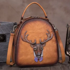 Vintage Leather Womens Backpack Unique Handbag Crossbody for Women