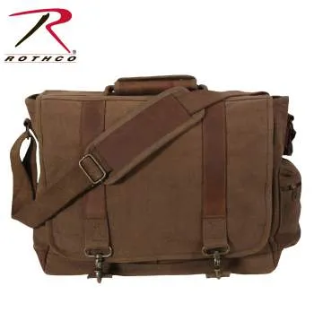 Vintage Style Canvas Pathfinder Laptop Bag With Leather Accents