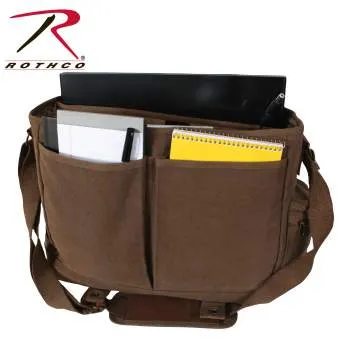 Vintage Style Canvas Pathfinder Laptop Bag With Leather Accents