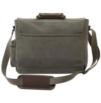 Vintage Style Canvas Pathfinder Laptop Bag With Leather Accents