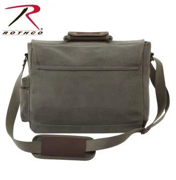 Vintage Style Canvas Pathfinder Laptop Bag With Leather Accents