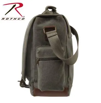 Vintage Style Canvas Pathfinder Laptop Bag With Leather Accents