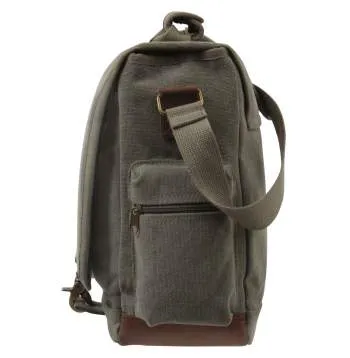 Vintage Style Canvas Pathfinder Laptop Bag With Leather Accents