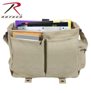 Vintage Style Canvas Pathfinder Laptop Bag With Leather Accents