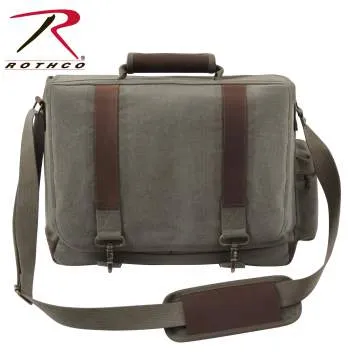 Vintage Style Canvas Pathfinder Laptop Bag With Leather Accents