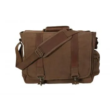 Vintage Style Canvas Pathfinder Laptop Bag With Leather Accents