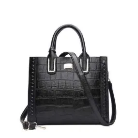 Weave Metal Embellished Tote Bag - Black