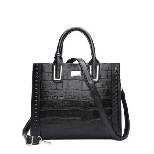 Weave Metal Embellished Tote Bag - Black