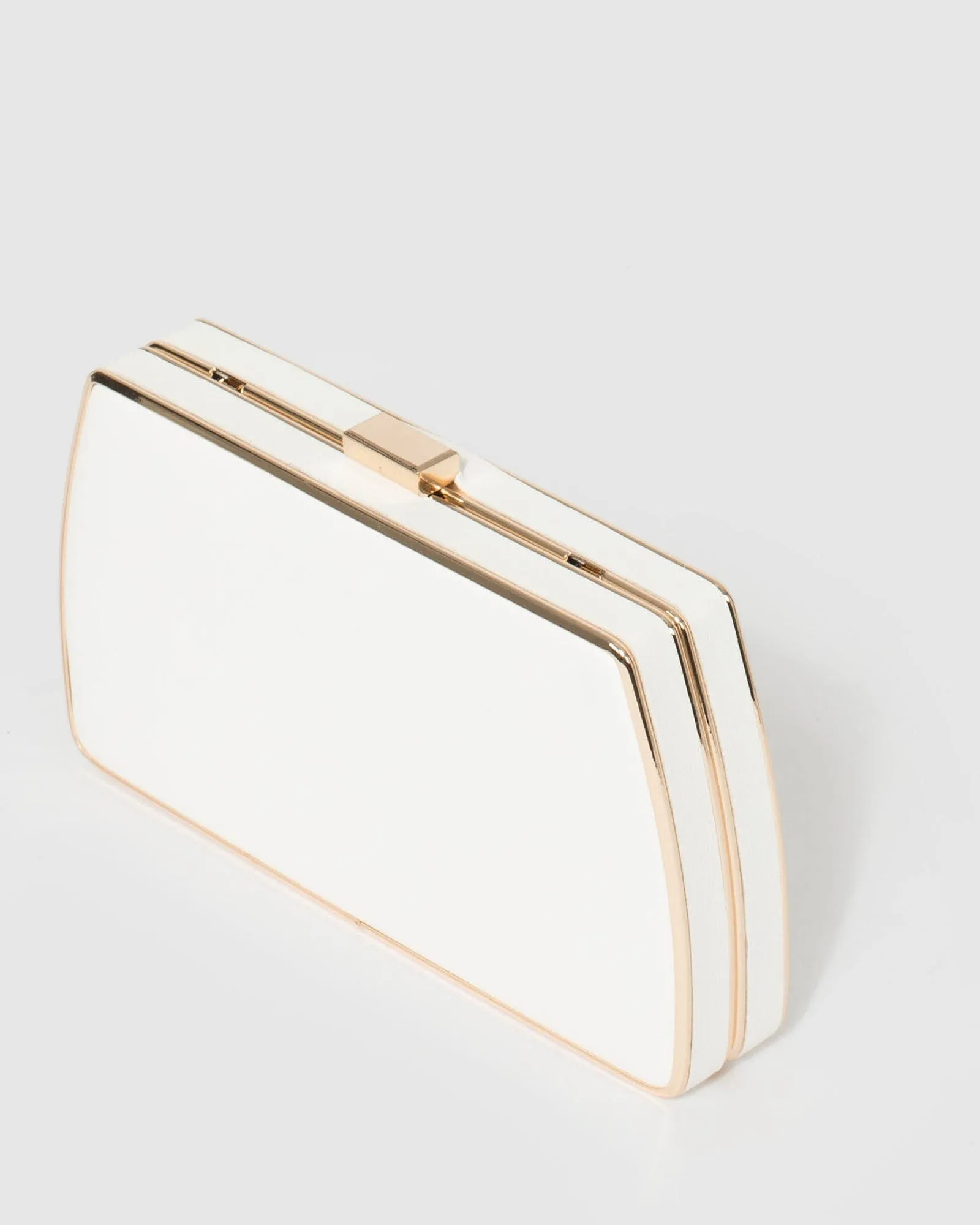 White Claudette Hardcase Clutch Bag