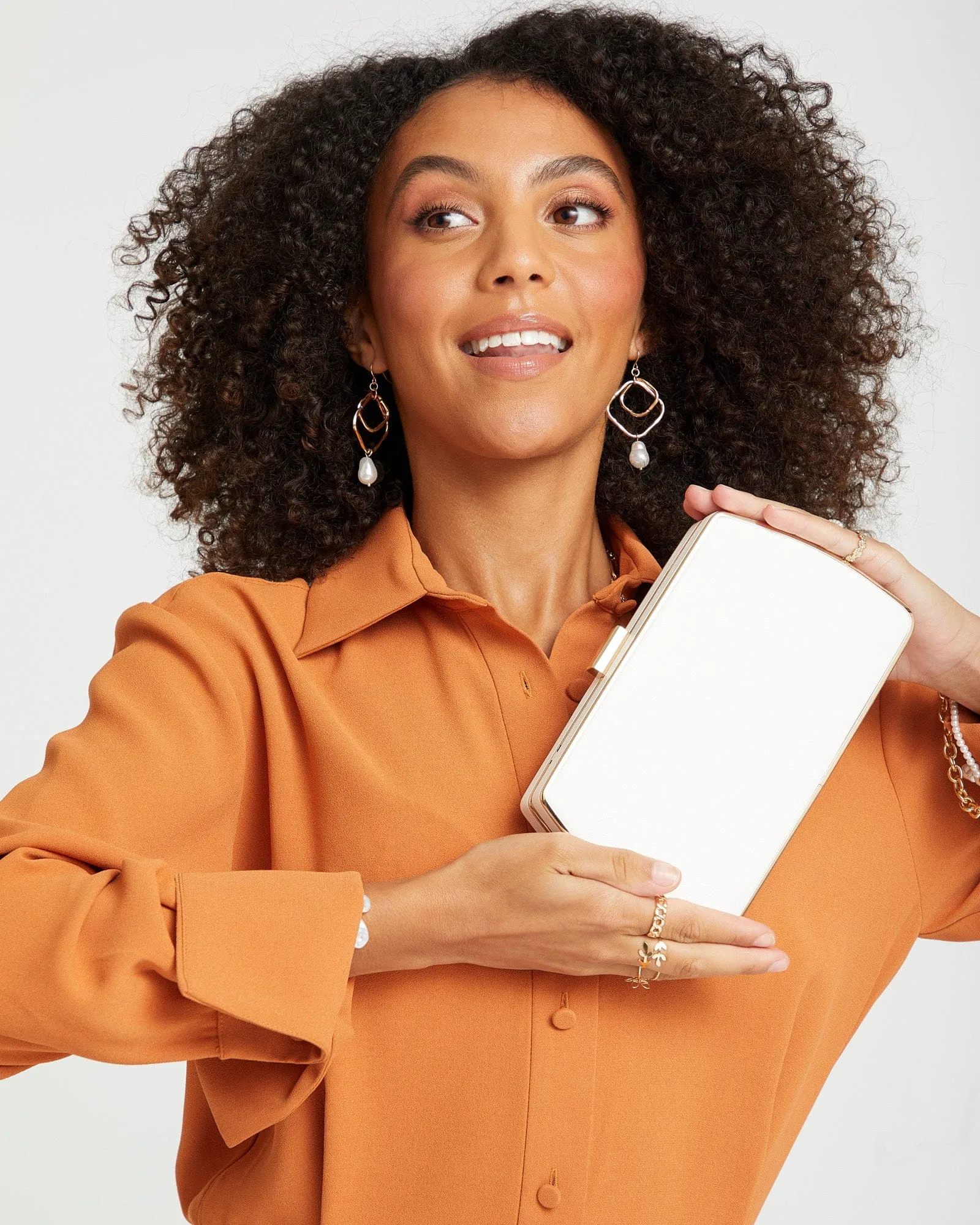 White Claudette Hardcase Clutch Bag