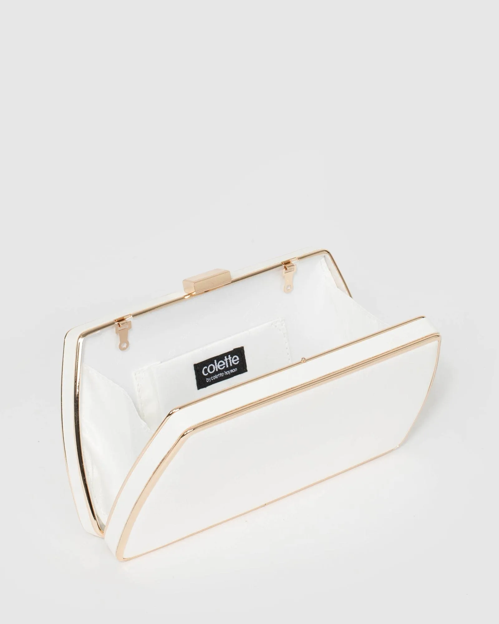 White Claudette Hardcase Clutch Bag