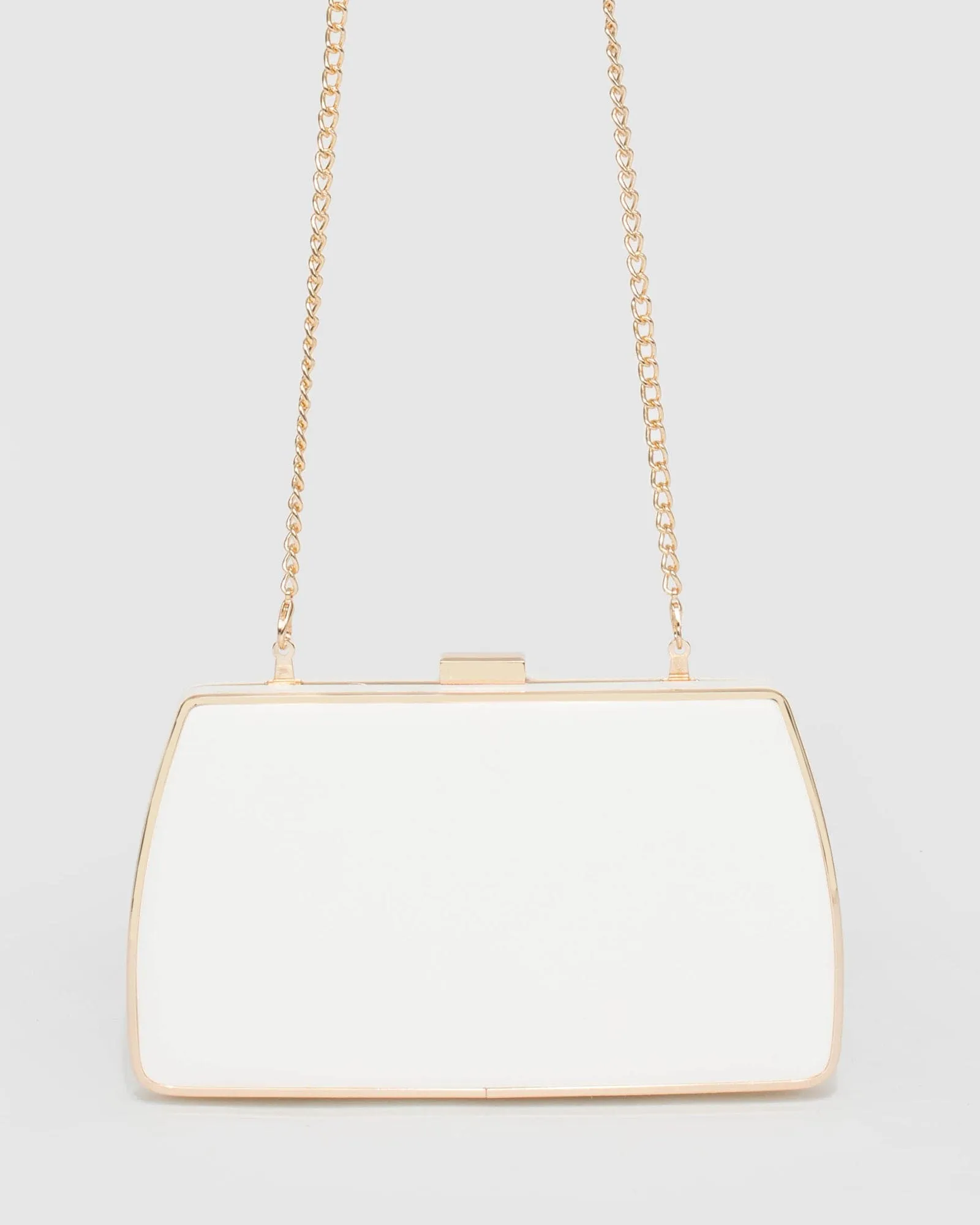 White Claudette Hardcase Clutch Bag