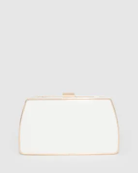 White Claudette Hardcase Clutch Bag