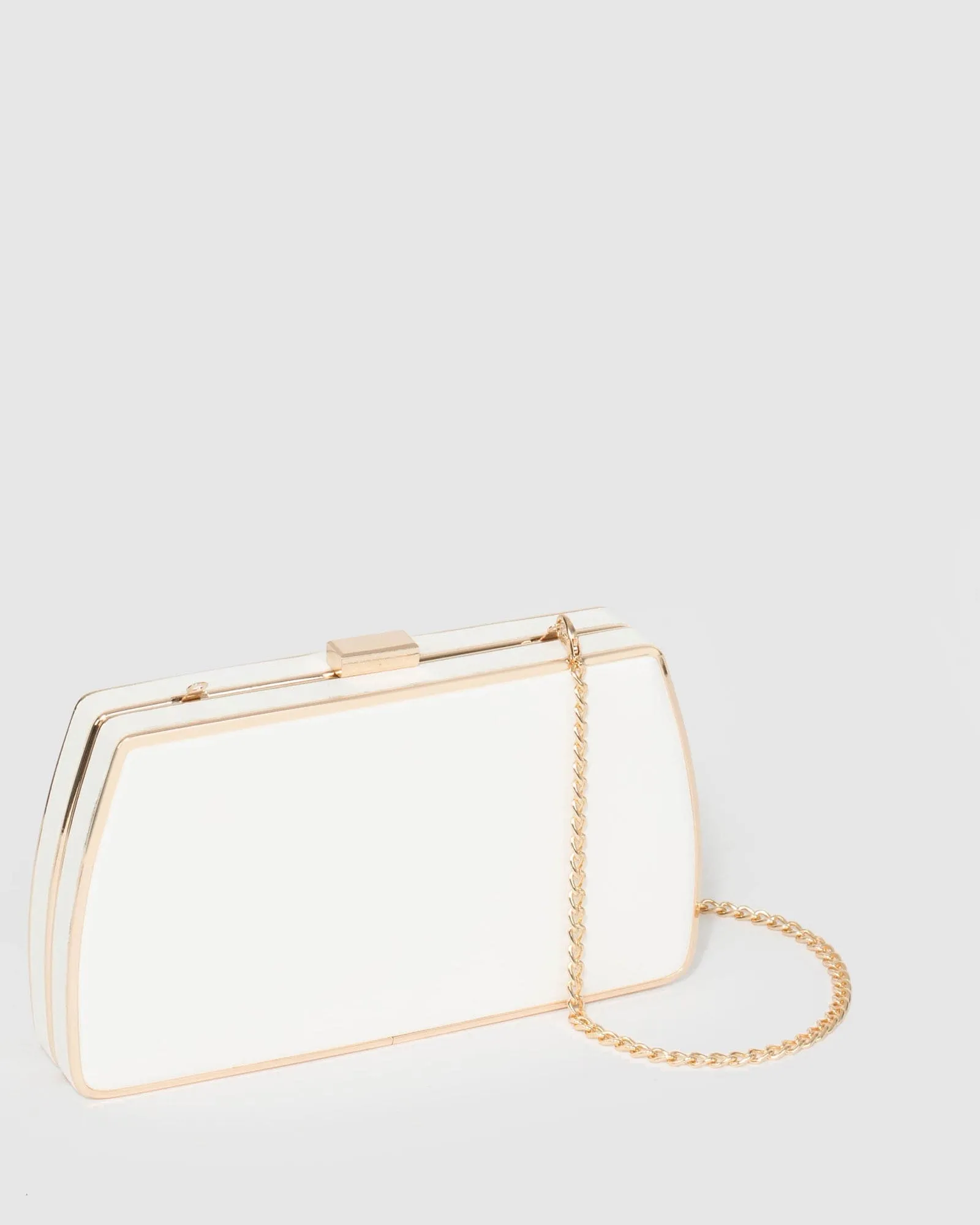White Claudette Hardcase Clutch Bag